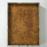 Elm and chrome magnifying glass tray, 1970s