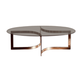 Table basse Paul Legeard verre fumé et chrome vintage années 70