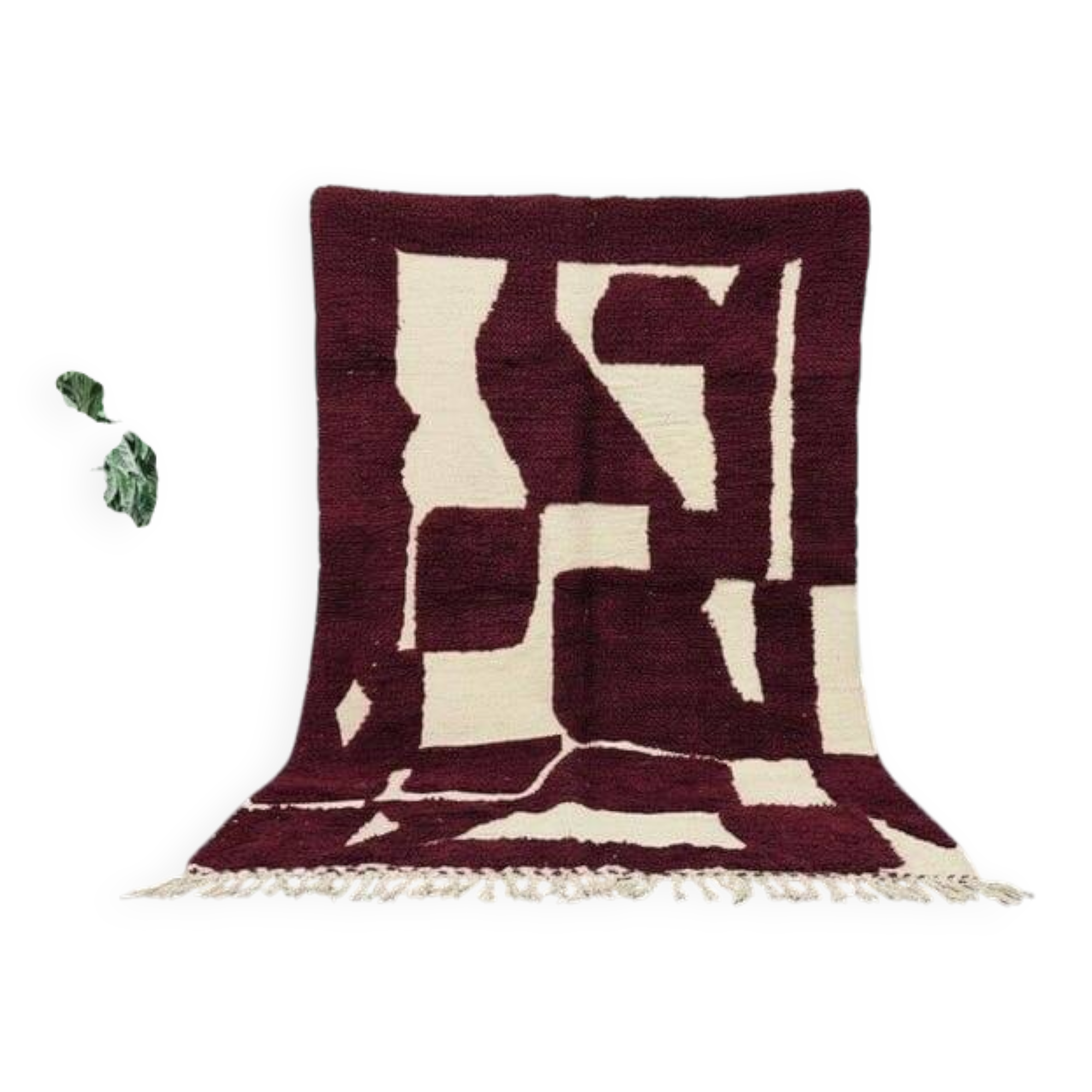 Pure Moroccan wool carpet in burgundy, size 200 x 300 cm.