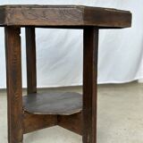 Pedestal table or small octagonal side table quadripod base with modernist spacer