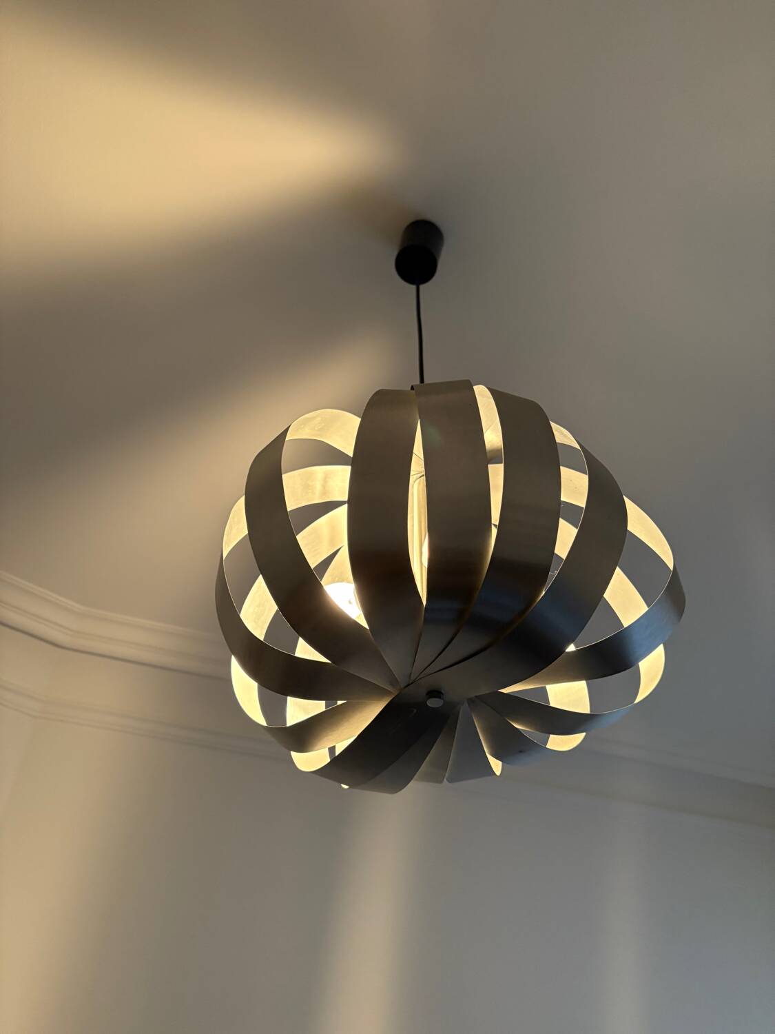 Space Age brushed metal ball chandelier
