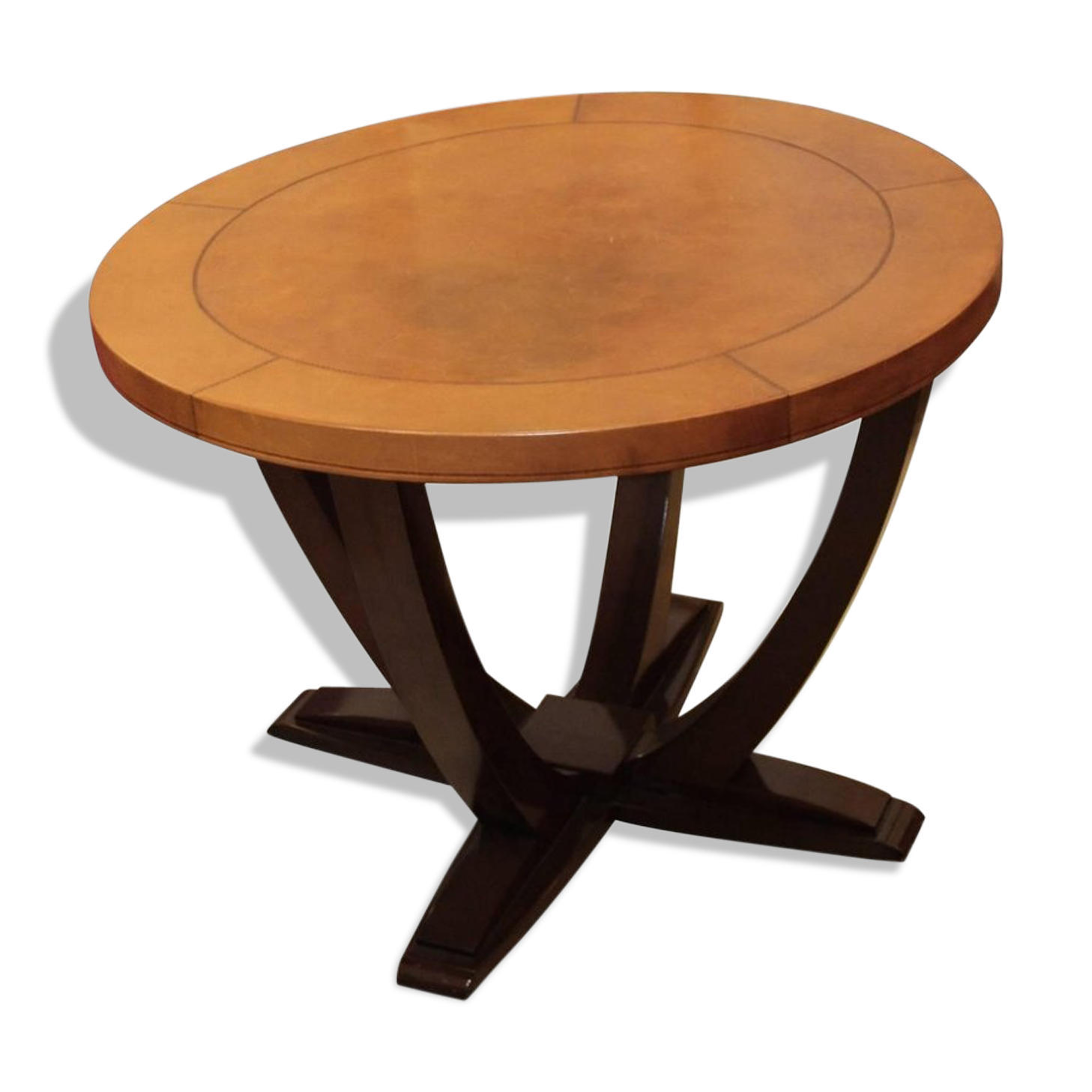 Table art deco rosewood and leather France around 1930