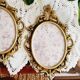 2 frames in gilded metal and curved glass
