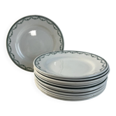 Lot de 12 assiettes plates en faïence Saint Amand 22,5cm