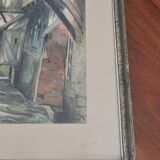 Watercolor framed half-timbered houses