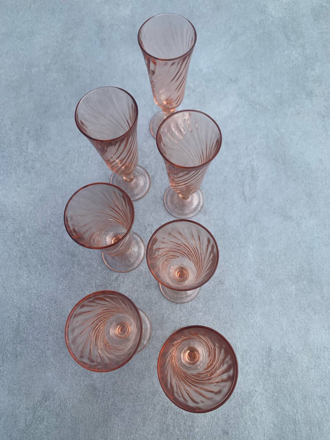 7 Roseline foot flutes - vintage Arcoroc