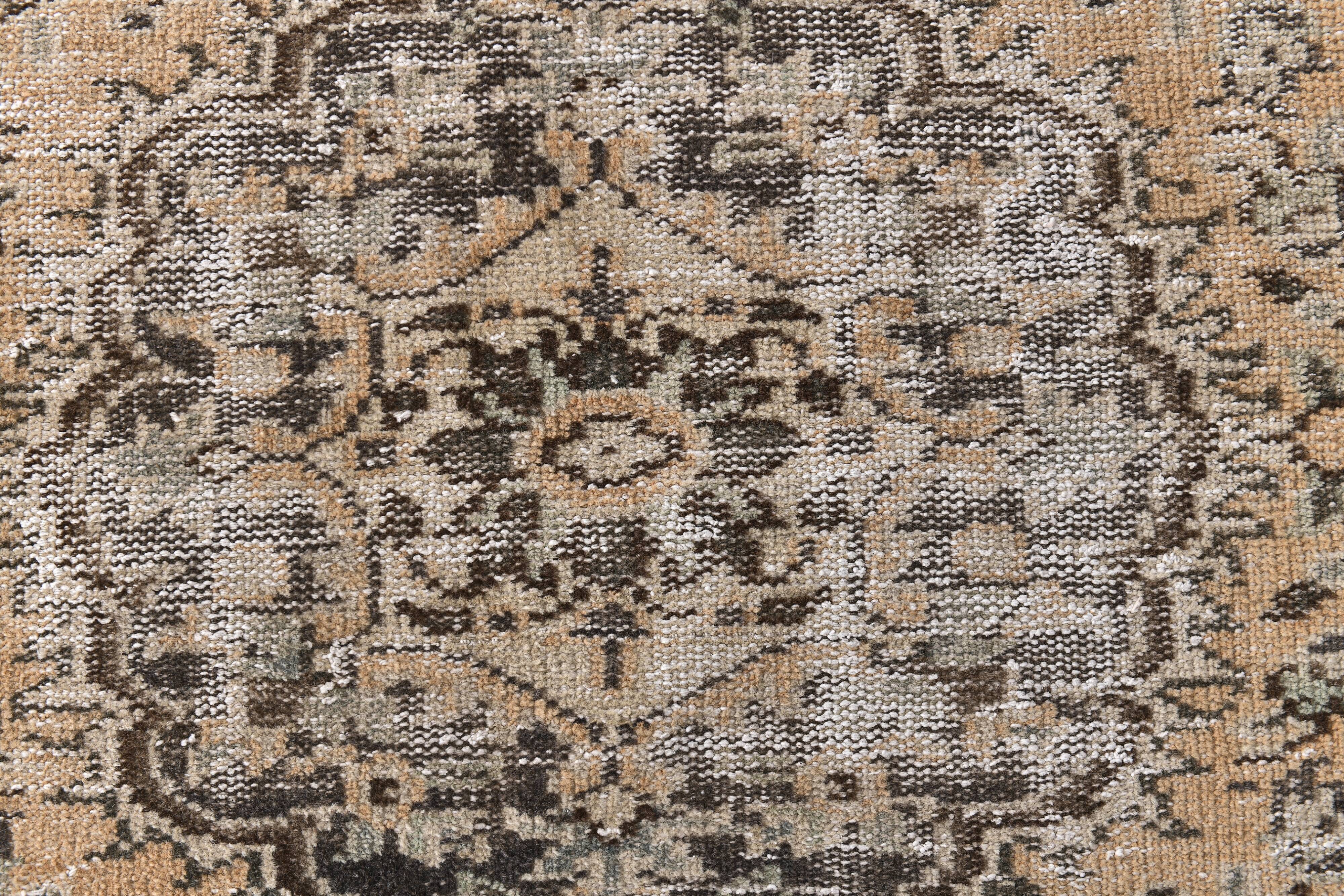 59s Orange & Brown Vintage Rug 122x216Cm