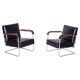Set of Bauhaus Leather & Beech Armchairs, 1930s