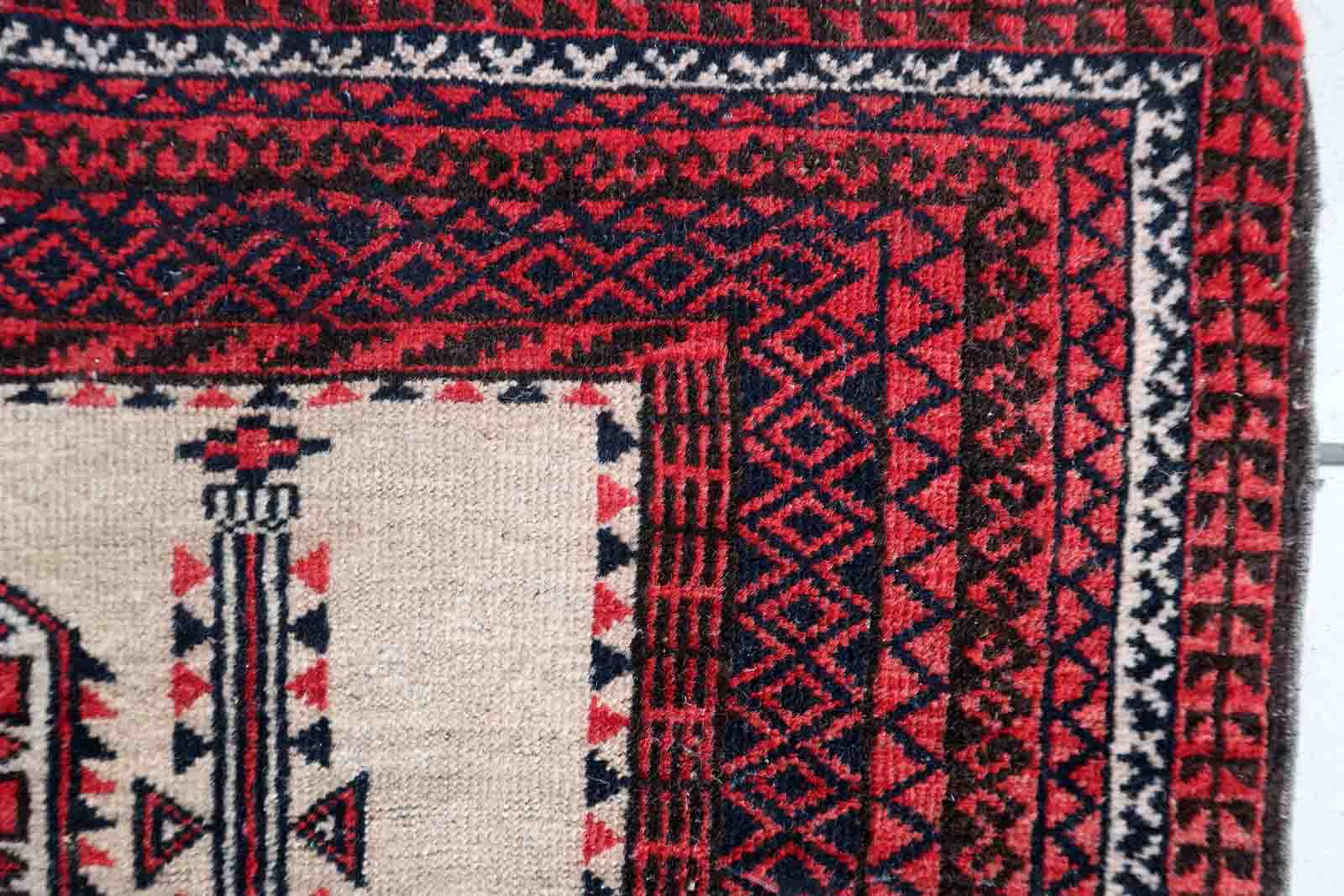 Vintage carpet Afghan Balucch rug 86cm x 129cm 1910s