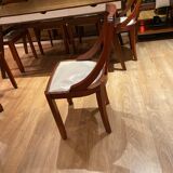 Art Deco period dining chairs in mahogany seating white leather