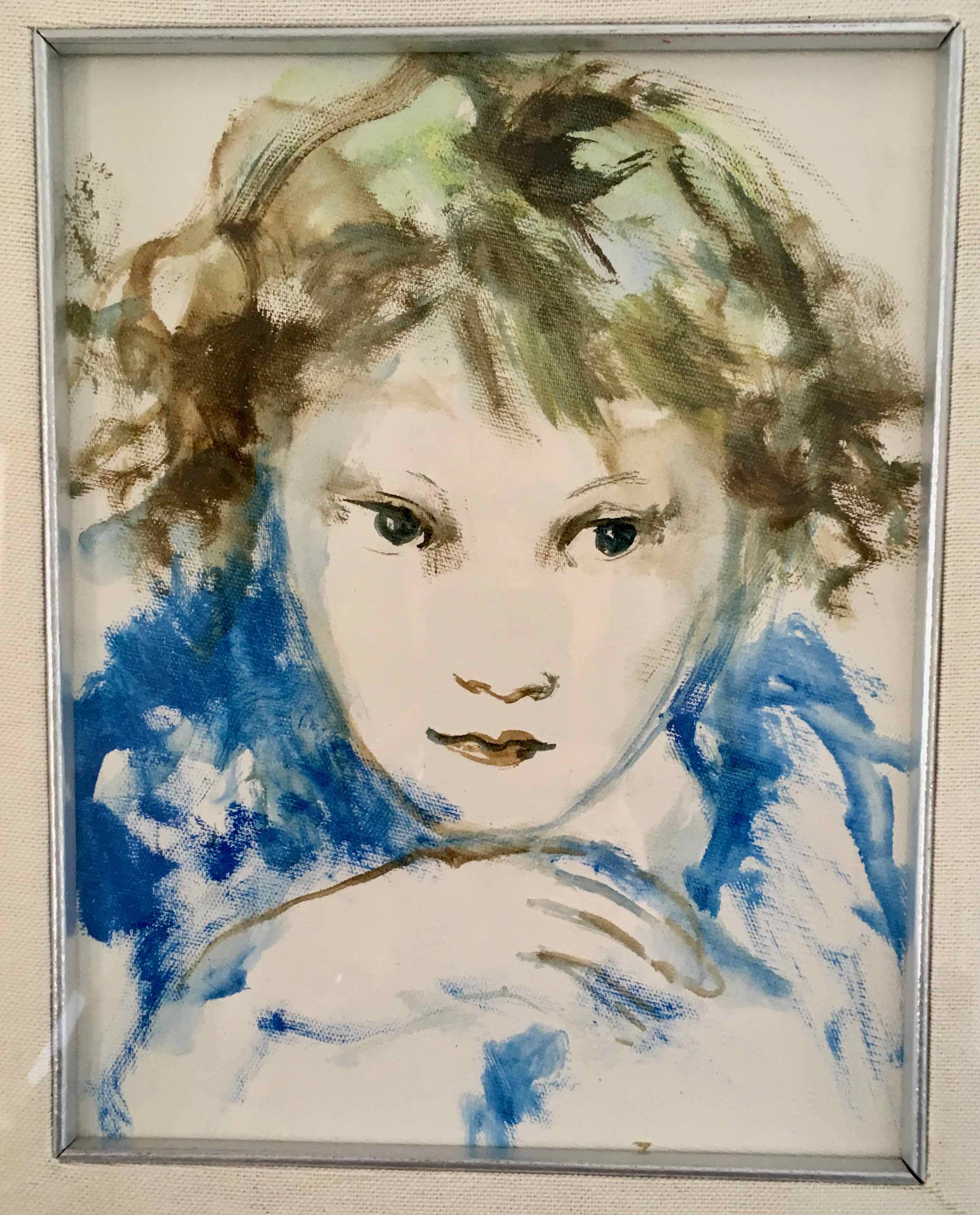 Tableau ancien portrait de fillette