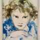 Tableau ancien portrait de fillette