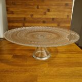 Presentation dish on foot in molded glass