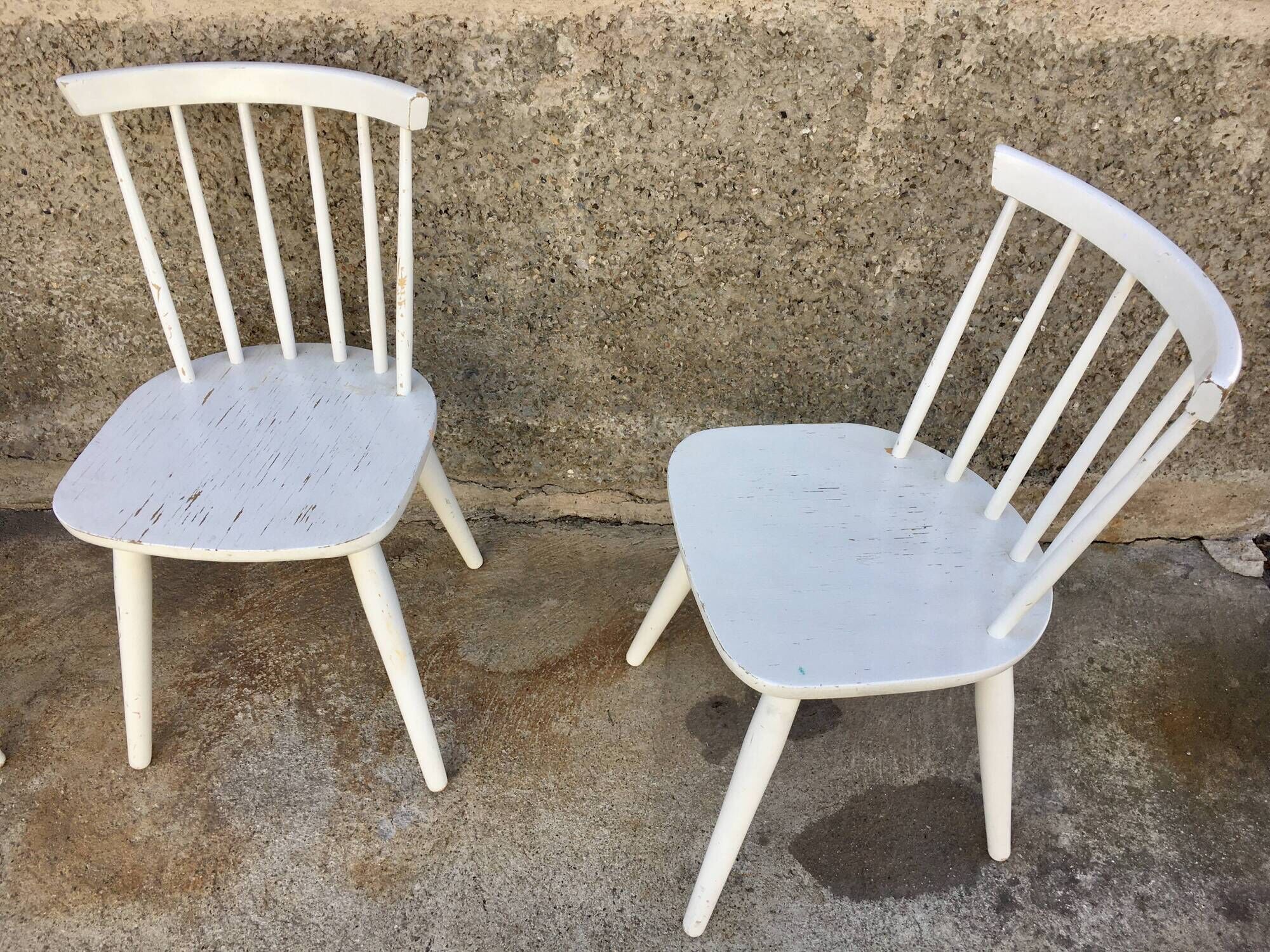 Trio of Scandinavian chair bistro troquet guinguette in curved wood