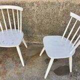 Trio of Scandinavian chair bistro troquet guinguette in curved wood