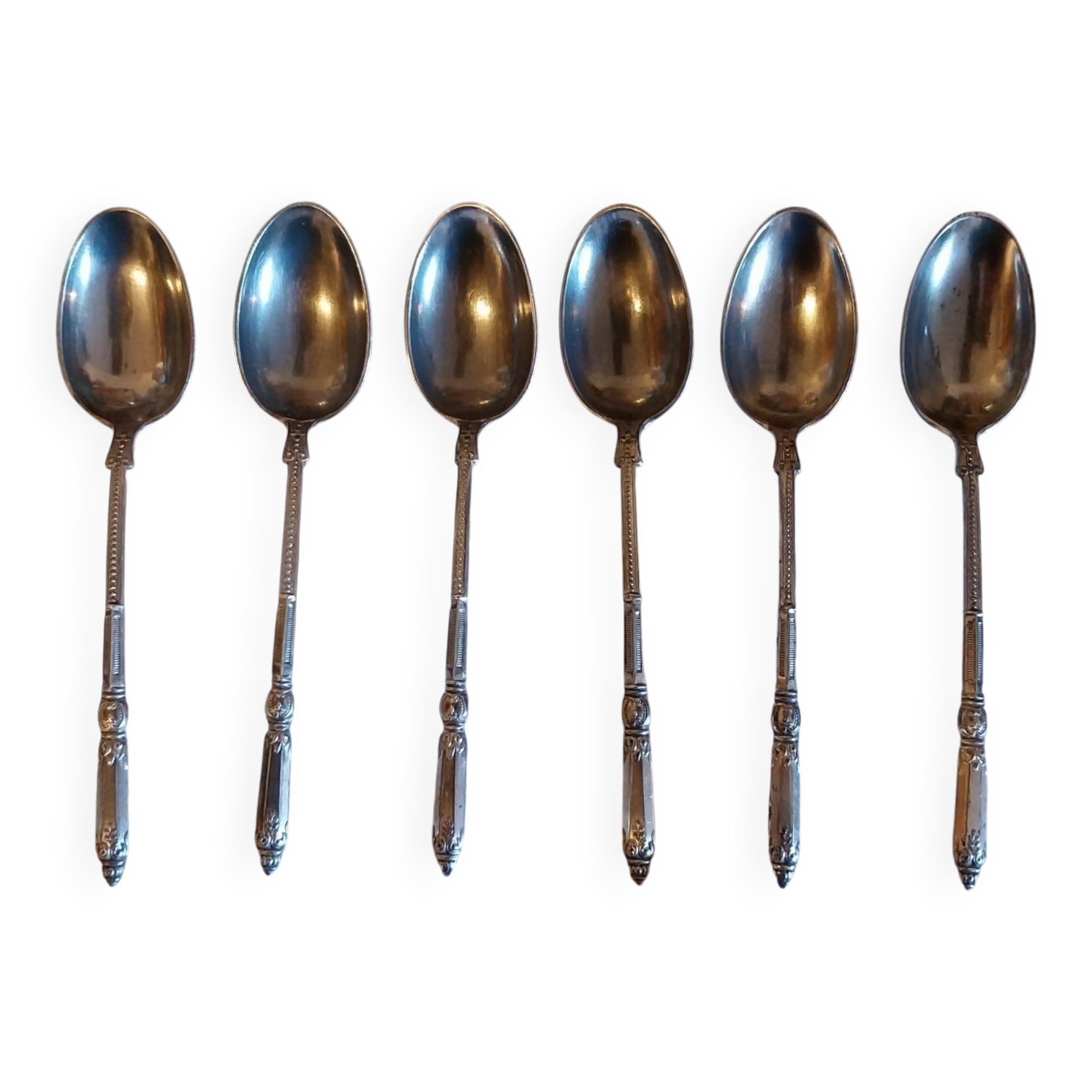 Old silver-plated metal teaspoons
