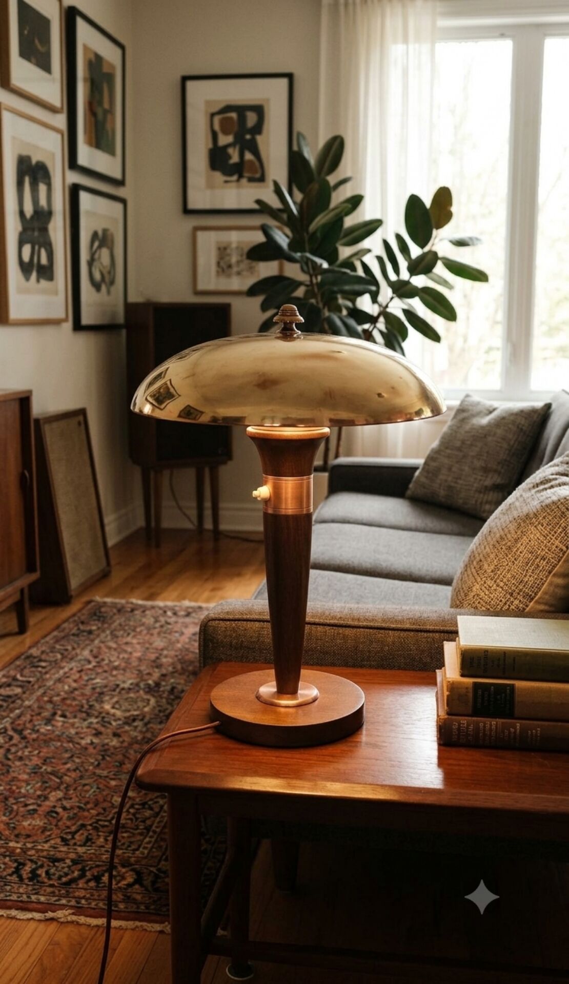 Lampe style Art Déco articulée - Bois et laiton - 1930