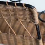 Coat rack 4 hooks in vintage rattan