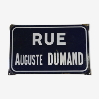 Plaque de rue émaillée "rue Auguste Dumand "