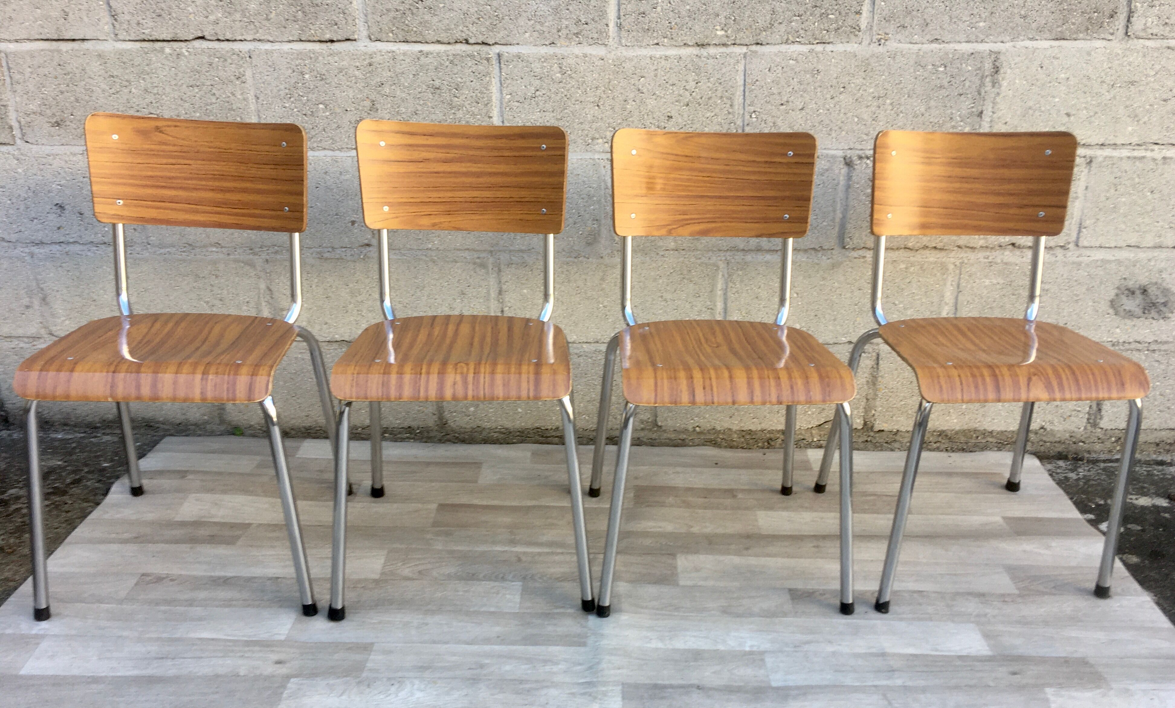 Set of 4 retro chairs in formica