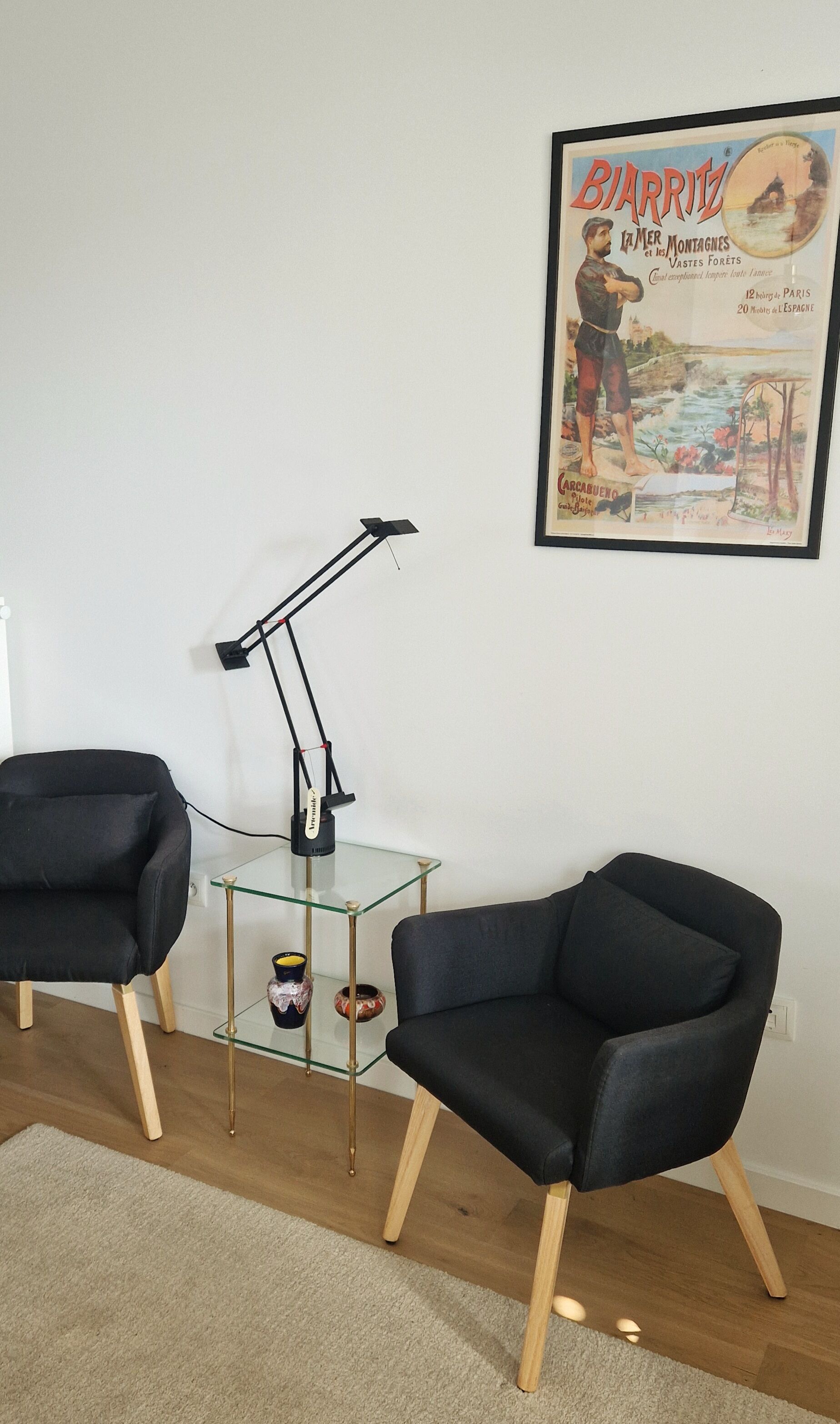 Glass and brass side table 70s