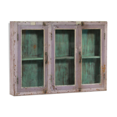 Vitrine murale indienne vintage vieux teck patine violet piece d'origine