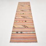 2x9 Green & Red Kilim Runner Rug, 80x287Cm