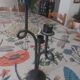 3-spoke wrought iron candle holder