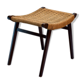 Tabouret vintage ottoman en corde tressée de Gispen