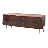 Vintage wooden sideboard with brass legs, 1960s design