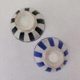 Pair of bowls, Sarreguemines earthenware, geometric design.