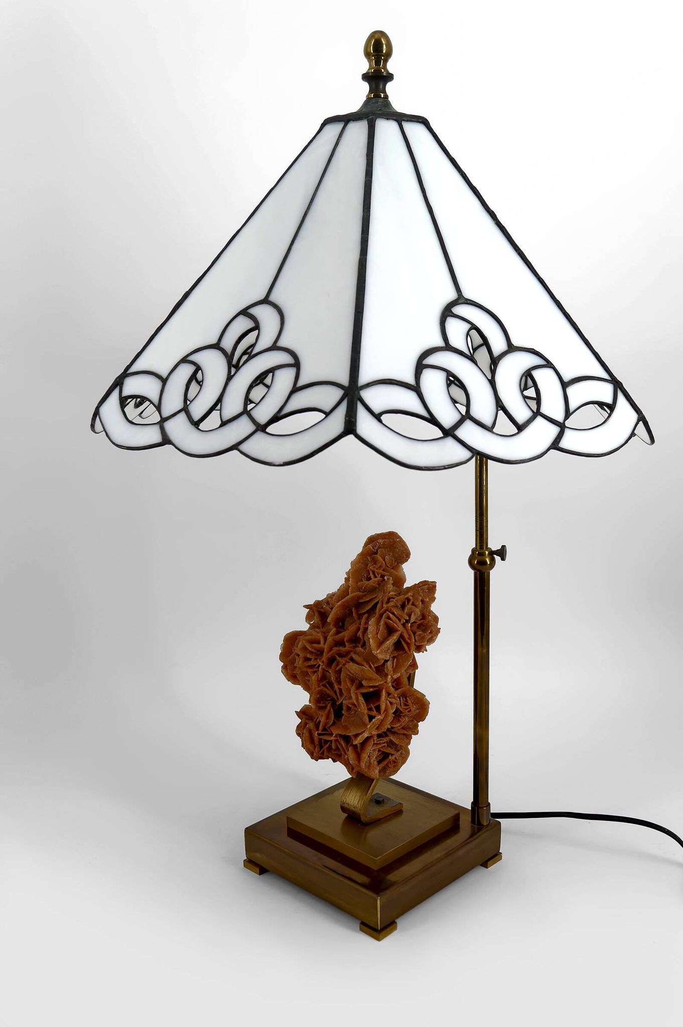 "Rose des Sables" Lamp, Bronze and Stained Glass Shade – circa 1970