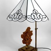 "Rose des Sables" Lamp, Bronze and Stained Glass Shade – circa 1970