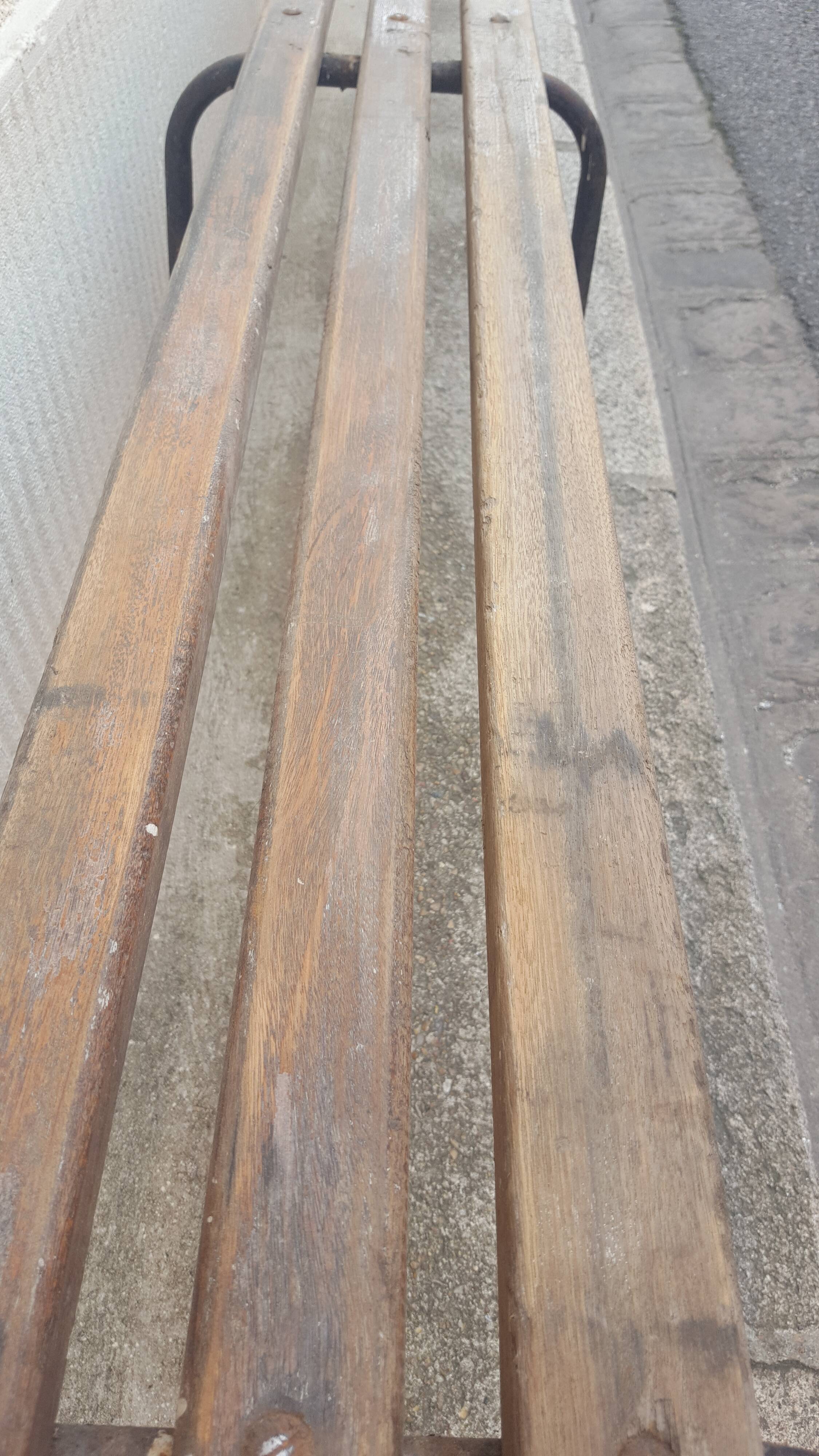 School bench wood and vintage metal