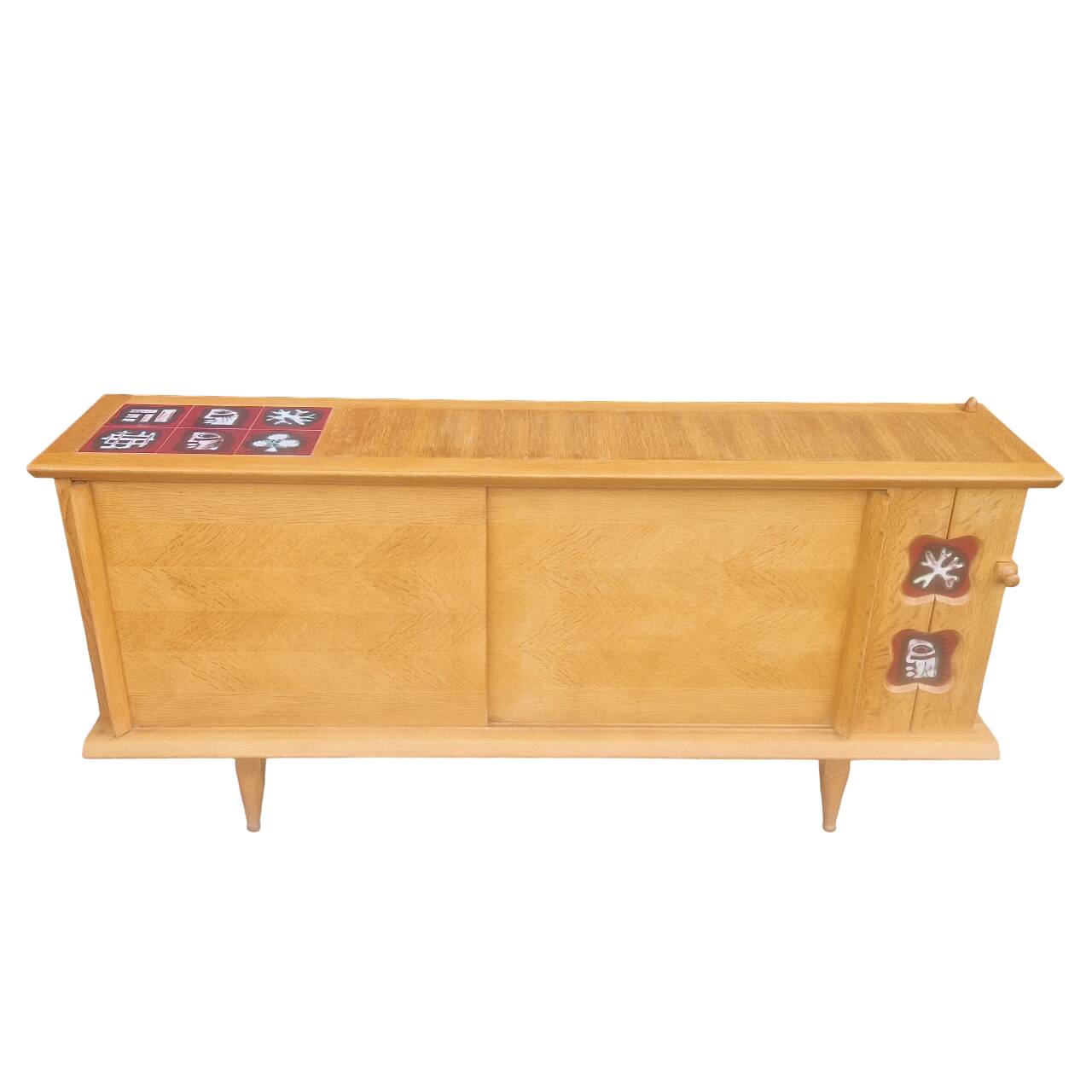 Vintage Sideboard In Light Oak, Guillerme And Chambron