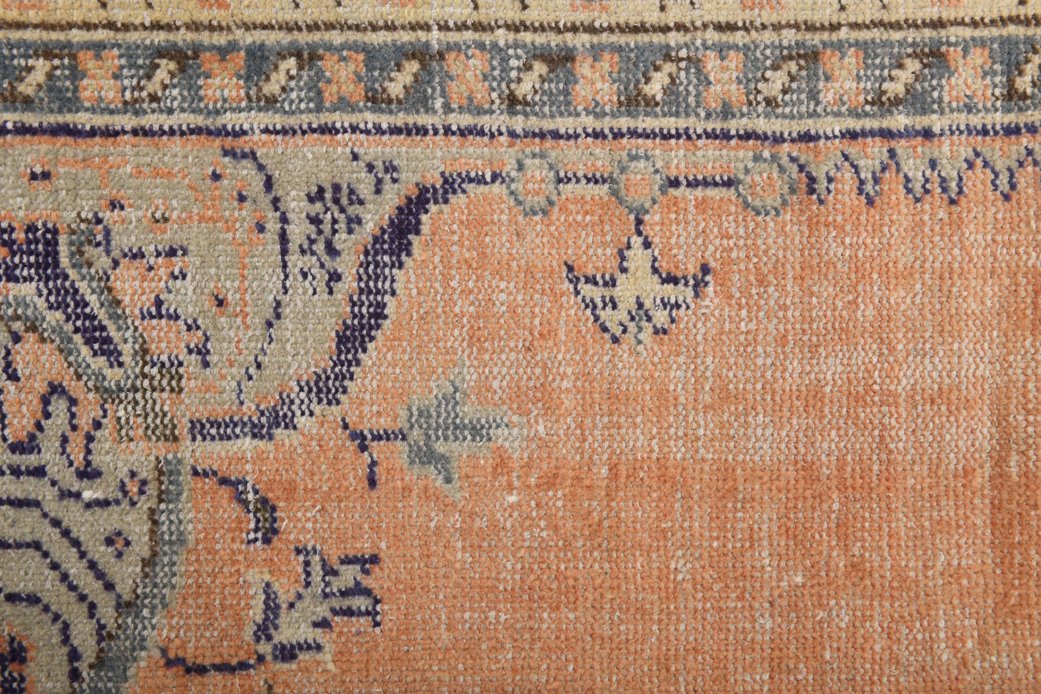 Orange & navy blue turkish vintage rug