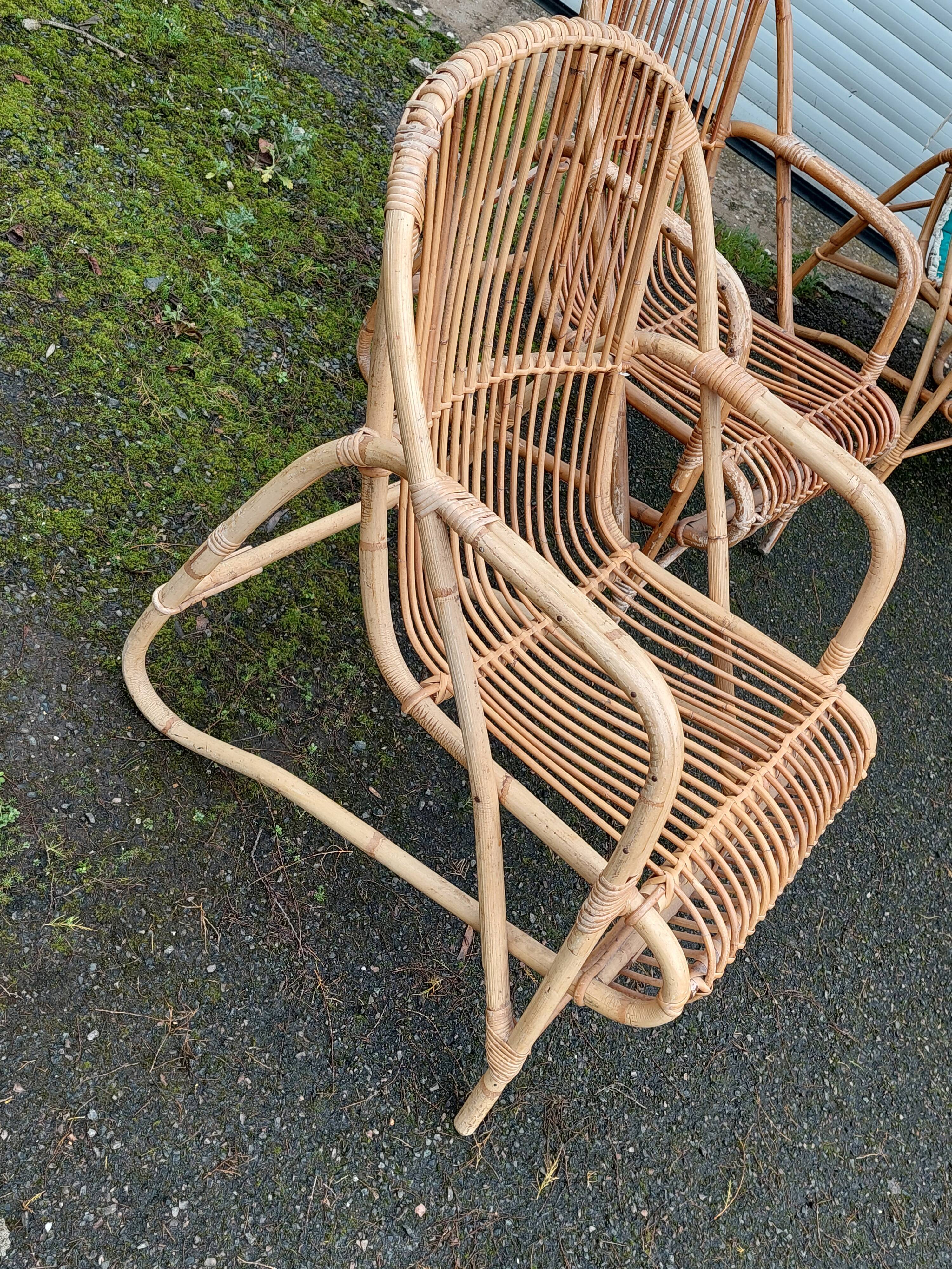 Paire de fauteuils rotin vintage
