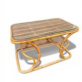 Vintage rattan coffee table – 1950s design