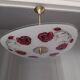 Vintage 1960s brass and glass pendant light with rose decor
