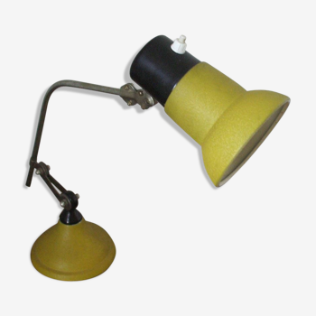Lampe articulée de bureau, d'atelier jaune  années 50/60