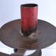 Patinated wrought iron candle holder heart pattern two lights