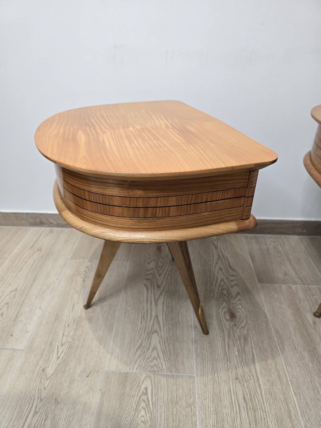 Pair of vintage tripod bedside tables from the 50s