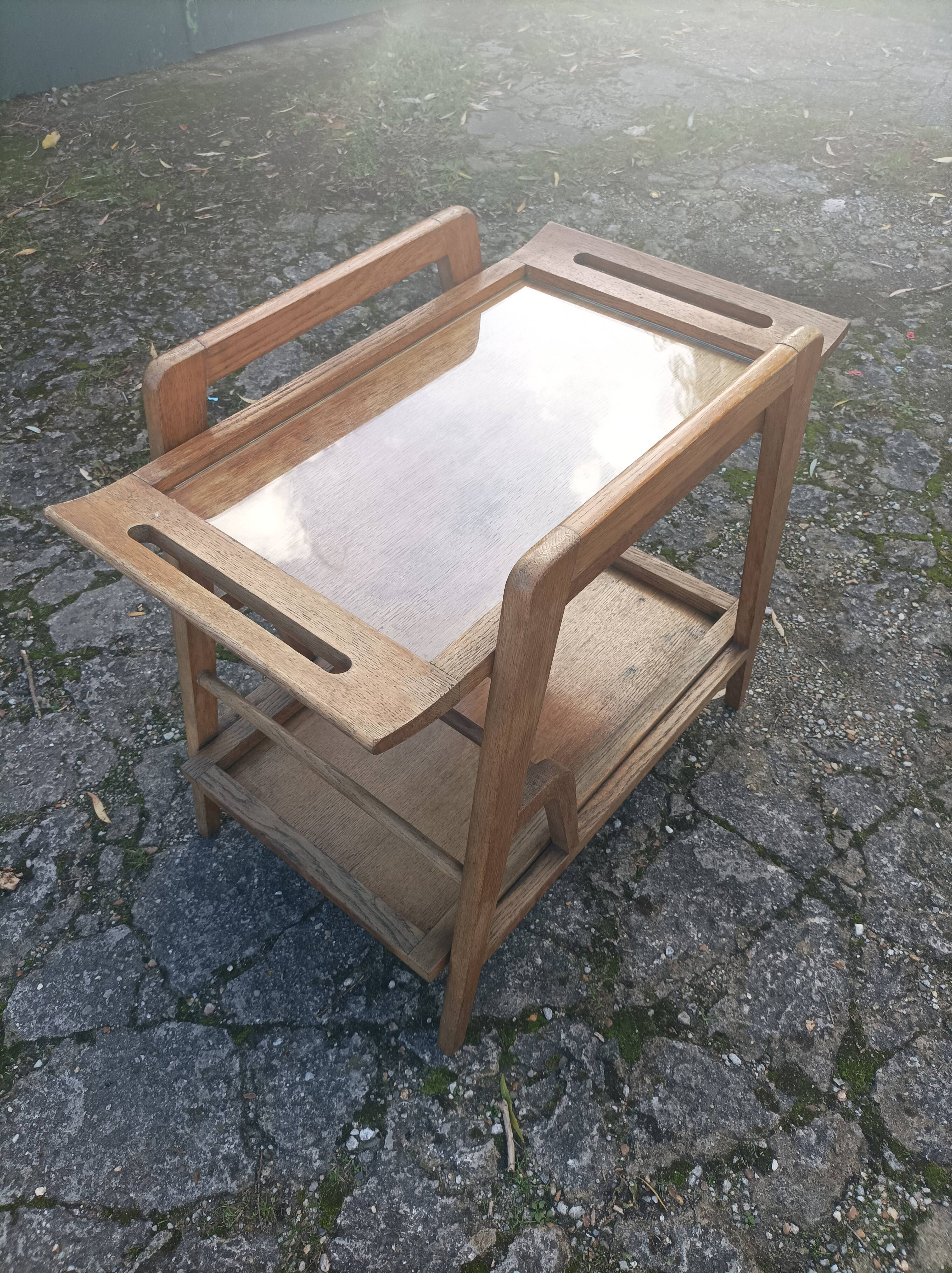 Ancienne desserte en bois vintage pieds compas scandinave