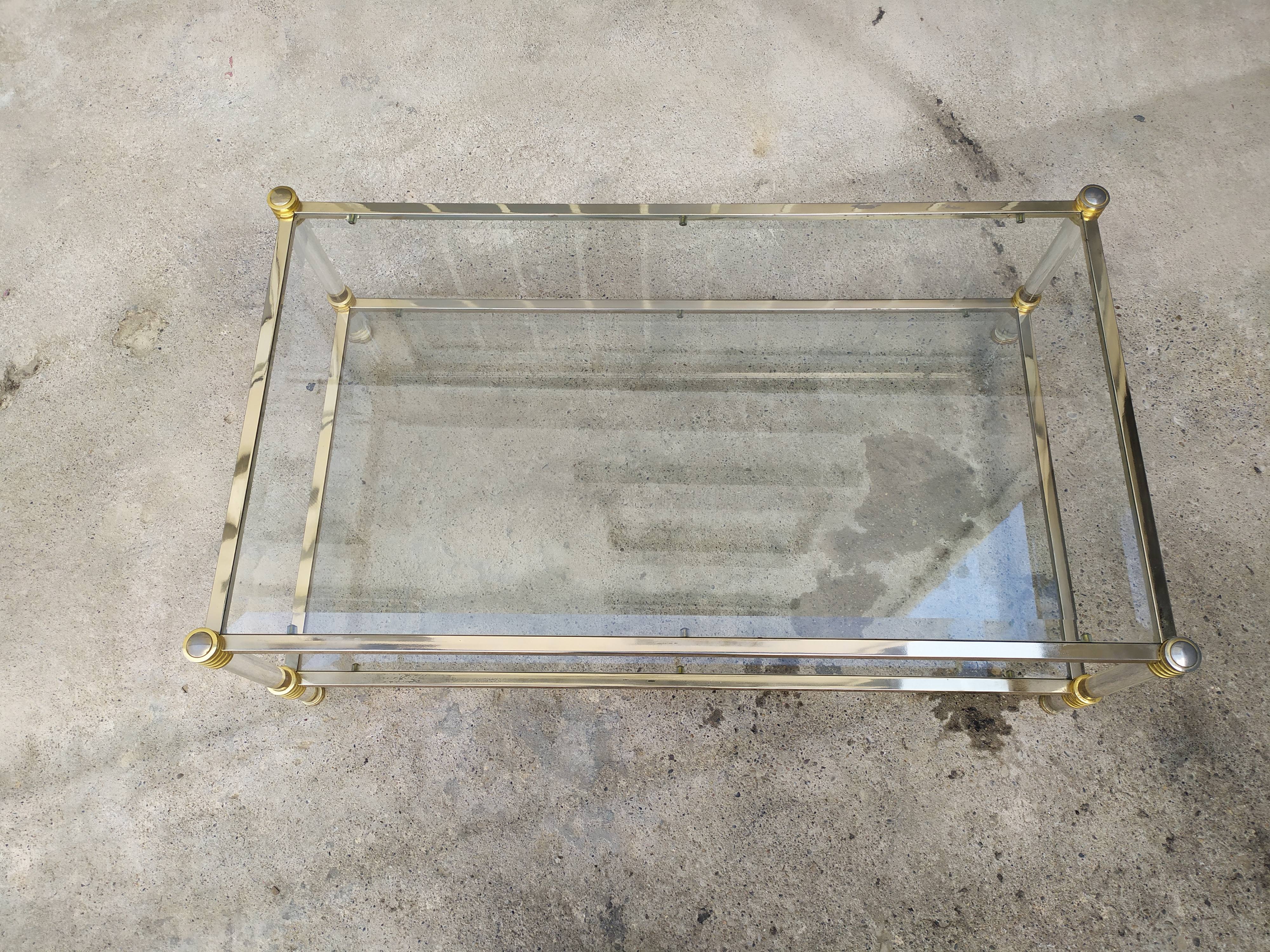 Table basse double plateau verre vintage