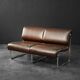 Two-seater canapé in steel and brown faux leather, Germany 1970.