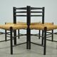 MID-CENTURY modern dining chairs with rush seat, 1960s
