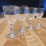 4 thick glass stemmed glasses