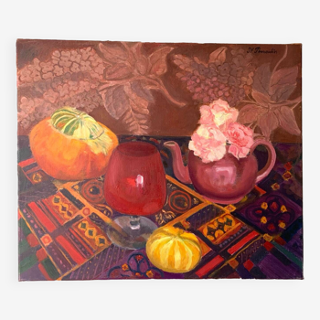 Tableau nature morte huile sur toile