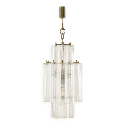 Chandelier à 3 niveaux Venini, attribué à Toni Zucceri, Italie, années 1970.