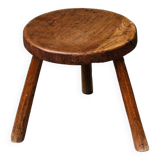 Circular tripod stool, solid wood